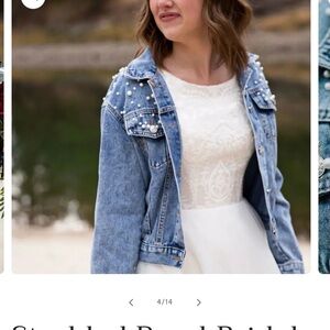 Heirloom Bridal Jean Jacket with pearl Embellished